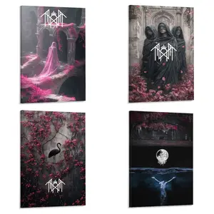Gothic Metal Band Canvas Wall Art, Dark Aesthetic Room Decor, Mysterious Figure Gothic Poster for Bedroom Living Room，Rare Sleep Token Fan Art Print Poster -