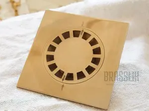 Unlacquered Brass Square Shower Floor Drain, Solid Brass Outdoor Floor Drains