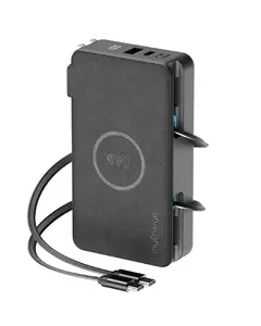 RetractaCharger+ 10K – 2 USB-C Cables – Qi Wireless - With Wall Plug