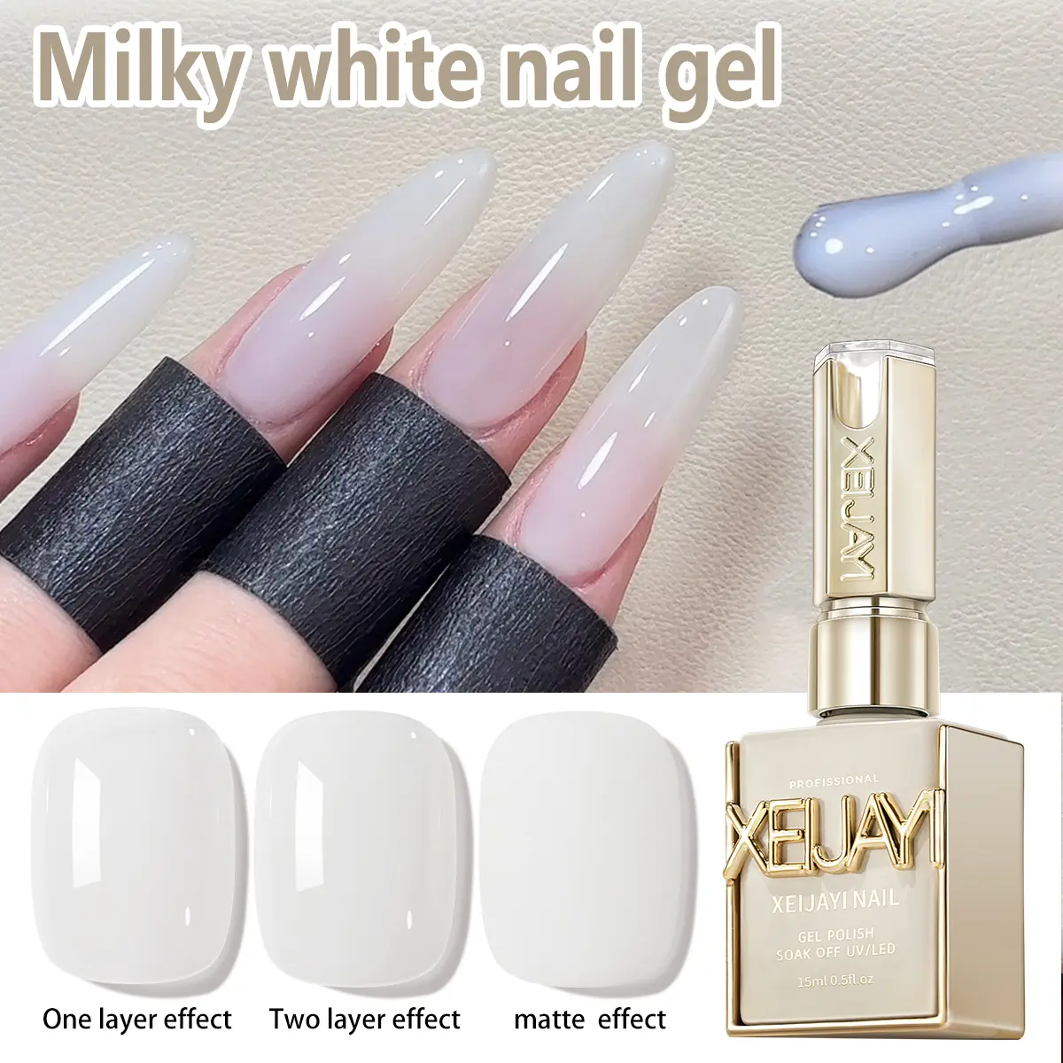 1PC 15ML No. 001 New Style Milk White Milky White Nail Polish High Saturation Firm Nail Art Design DIY Salon Gel