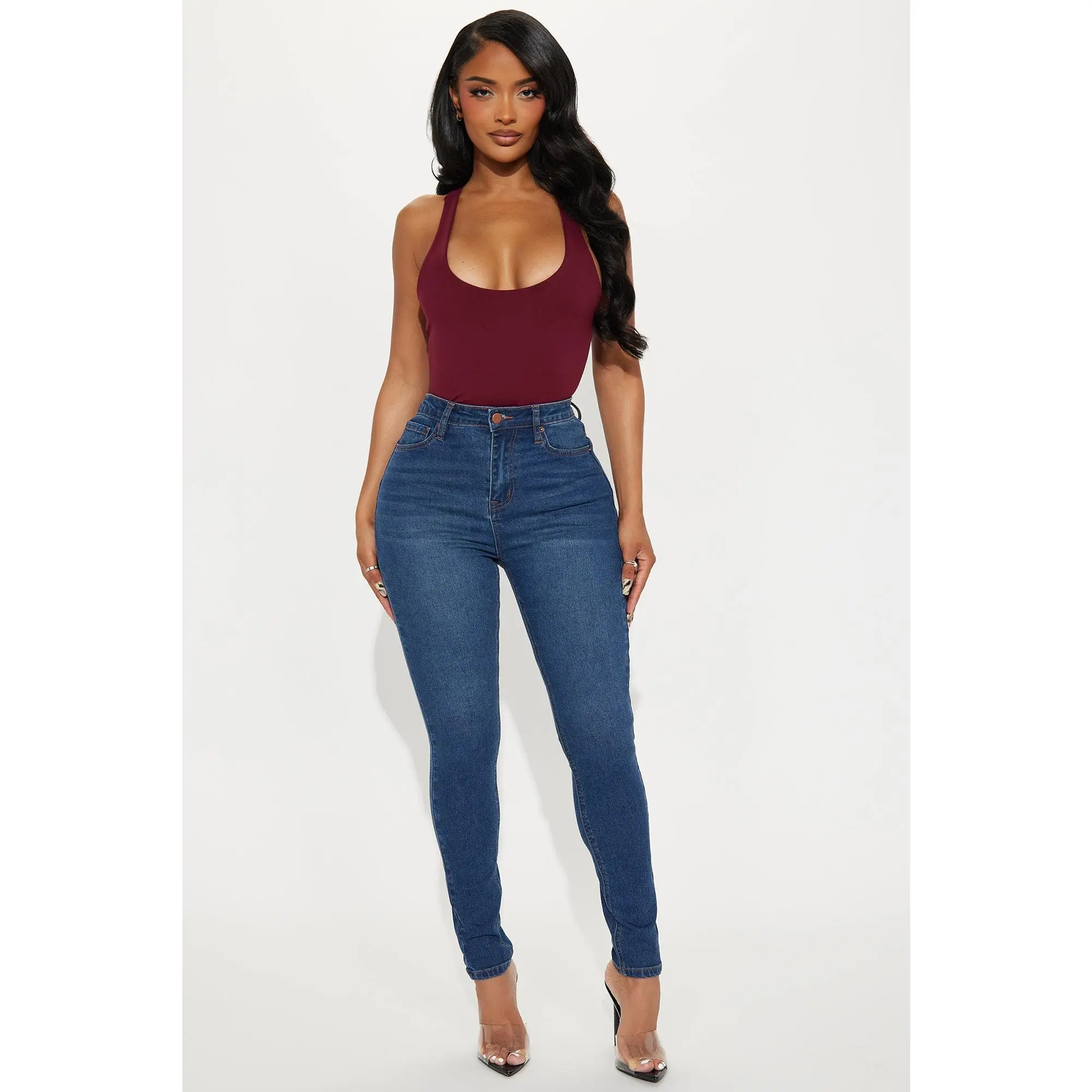 Tall Vibe Check Curvy Stretch Skinny Jeans - Dark Wash