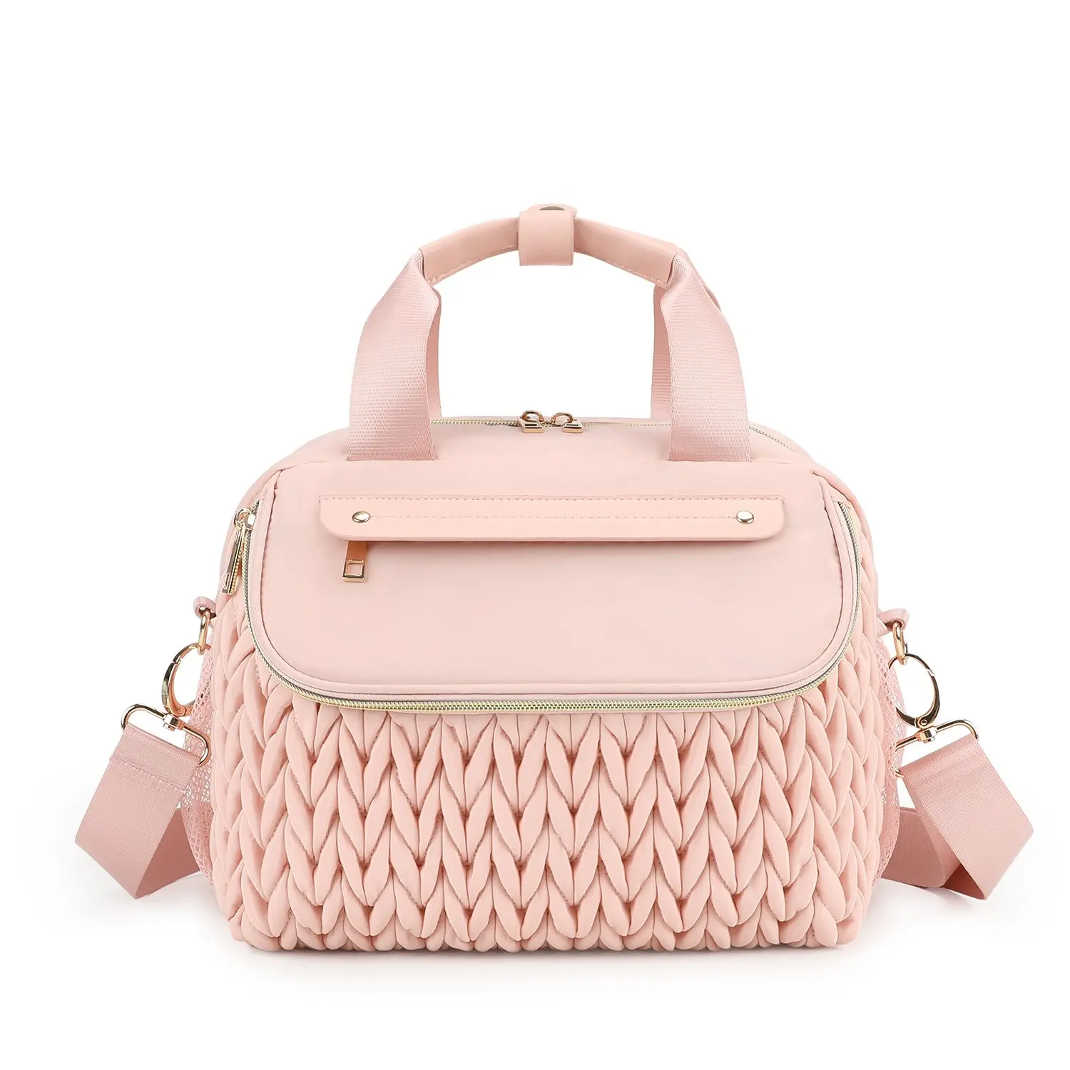 Waterproof Quilted Mom Bag, Large Capacity Baby Diaper Backpack, Insulated Bottle Holder, Convertible Handbag & Crossbody, Ideal for Travel & Hospital Use, Mommy Bag for Hospital, Diaper Bag Purse