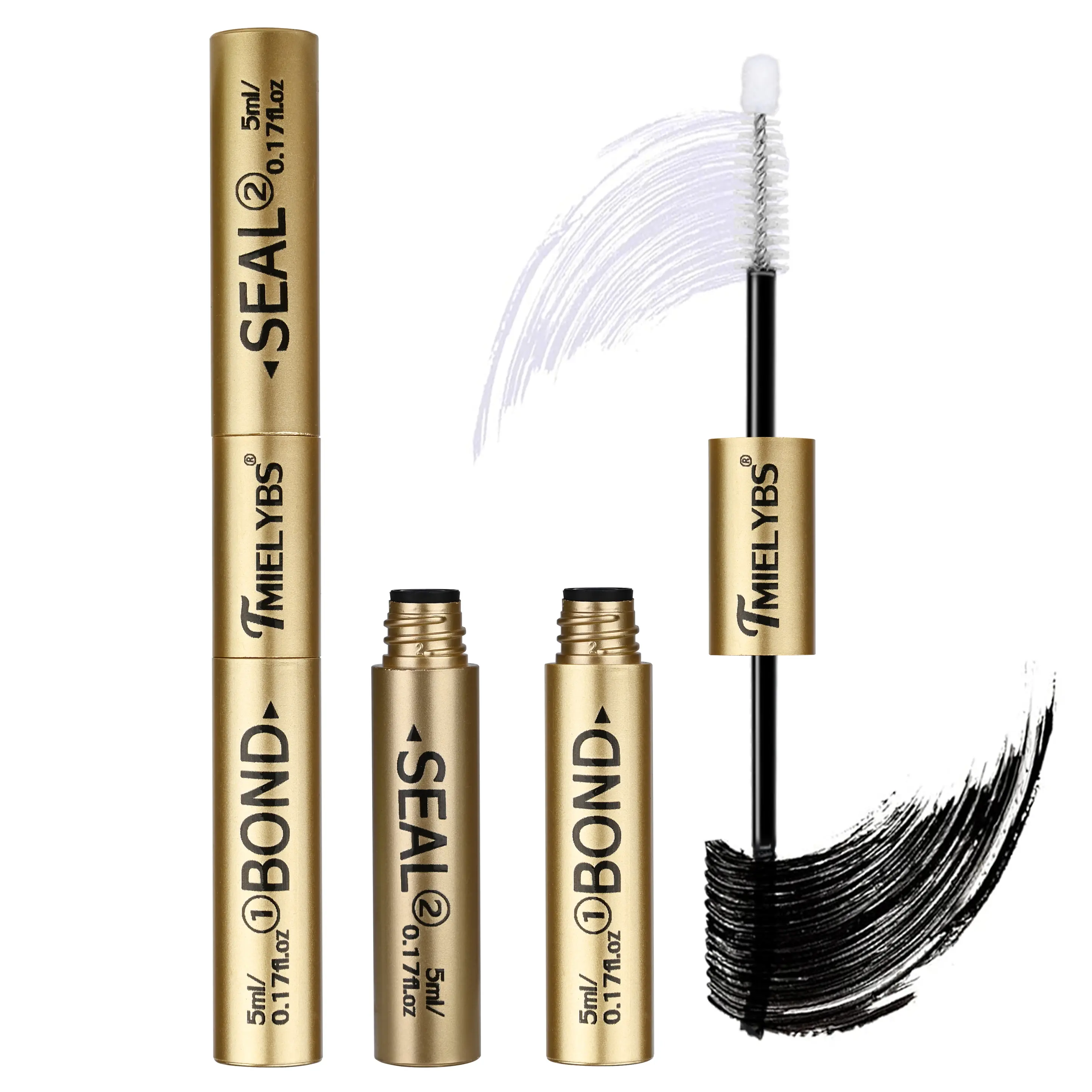 Lash Bond and Seal - Waterproof Lash Cluster Glue, 2-in-1 Strong Hold & Sealant for 72Hrs, Upgraded Long Lasting & Non-Irritating DIY Eyelash Extension at Home, by TMIELYBS (Black Bond,10ML)