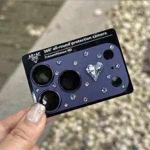 Diamond 3D Bow Heart Glass Camera Protector Case for iPhone 17 Pro Max 17Pro Lens Film Clear HD Full Cover