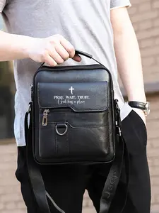 New Men's Crossbody Bag, Business Tote Bag, Casual Shoulder Bag, Versatile Bag. Features Adjustable Shoulder Strap, Large Capacity, Durability, Vintage Leather Construction. Suitable for Office and Travel, Makes a Valentine's Day Gift for Your Husband