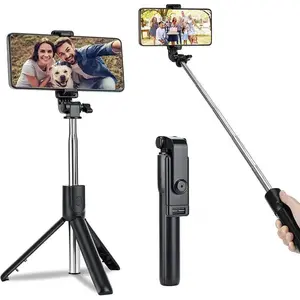 Portable Telescopic Selfie Stick Tripod with Wireless Remote, Lightweight Travel Stand for Vlogging & Photos, Compatible with All Smartphones