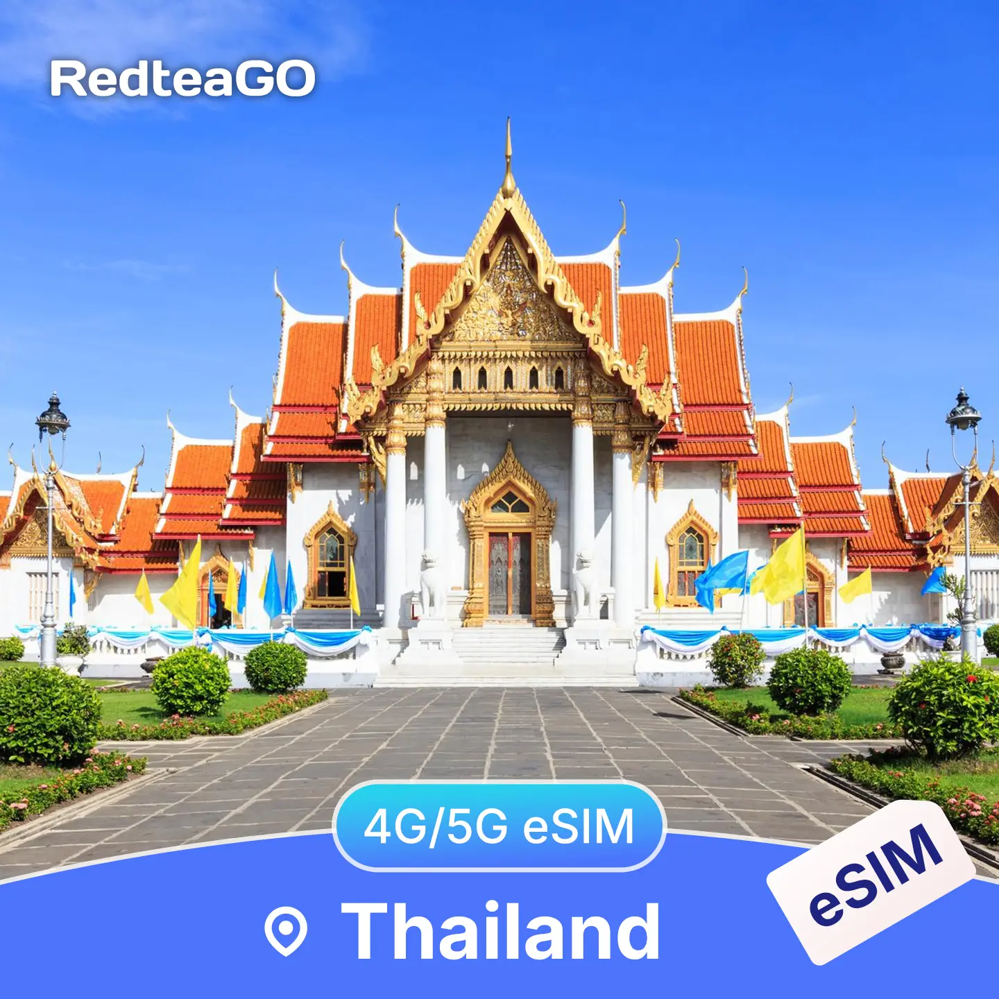 RedteaGO Thailand eSIM Unlimited Data 5G | Instant Activation | No SIM Card Needed Travel Data Plan | No Roaming | High Speed 5G | Instant Setup