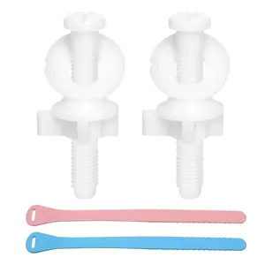 2 count Toilet Seat Screws Replacement Kit, Plastic  with Plastic Nuts and Washers  Kit with Toilet Seat Lifter, Toilet Seat Bolt and Screw Set for Top Mount Toilet Seat Hinge