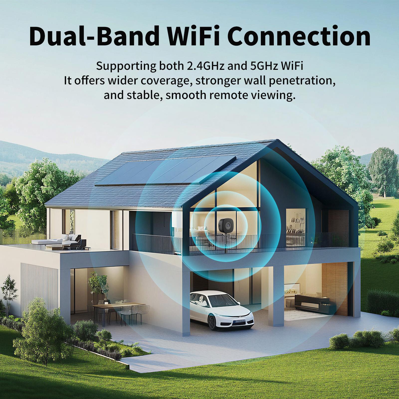 [Summervibes] 2K 3MP WiFi Window Security Camera, No Extra Fee, Indoor Glass Mount Surveillance Cam with Full Color Night Vision, Dual Band 2.4G/5G WiFi, AI Human Detection, Two-Way Audio, No Drill Install for Home Yard Patio Baby Elderly Safety