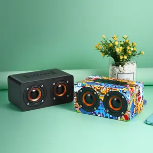 Wooden clock with card slot, Bluetooth speaker, subwoofer, solid wood computer mini speaker