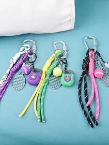 Tennis-Themed Multifunctional Pendant, Stylish Keychain With A Trendy Sports Style, Featuring Mini Tennis Racket, Tennis Ball, And Kettlebell Decorations With Exquisite Details. Can Be Hung On Keys Or Backpacks, Suitable For Daily Commuting And Fitness.