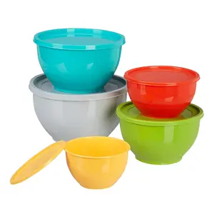 10 Pc Plastic Mixing Bowl Set with Lids (Assorted)