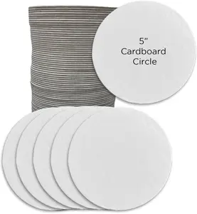 White Cardboard Circles for Arts and Crafts (NOT Food Grade) 5 Inch Round 1.5mm Thick 50 Pack for Coasters Name Tags Place Cards Ornaments Drawing Decorating