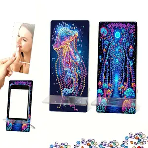 2Pcs Acrylic DIY Animals Flower Diamond Painting Phone Holder Diamond Art Phone Bracket 5D Diamonds Phone Stand for Home Office Decor
