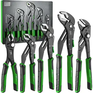 5- Pliers Set, 8" Adjustable Joint Plier, 8", 10" and 12" Quick Adjust V-Jaw Groove Joint Pliers, 10" Plier Wrench,  CR-V Construction, with EVA  Tool Organizer