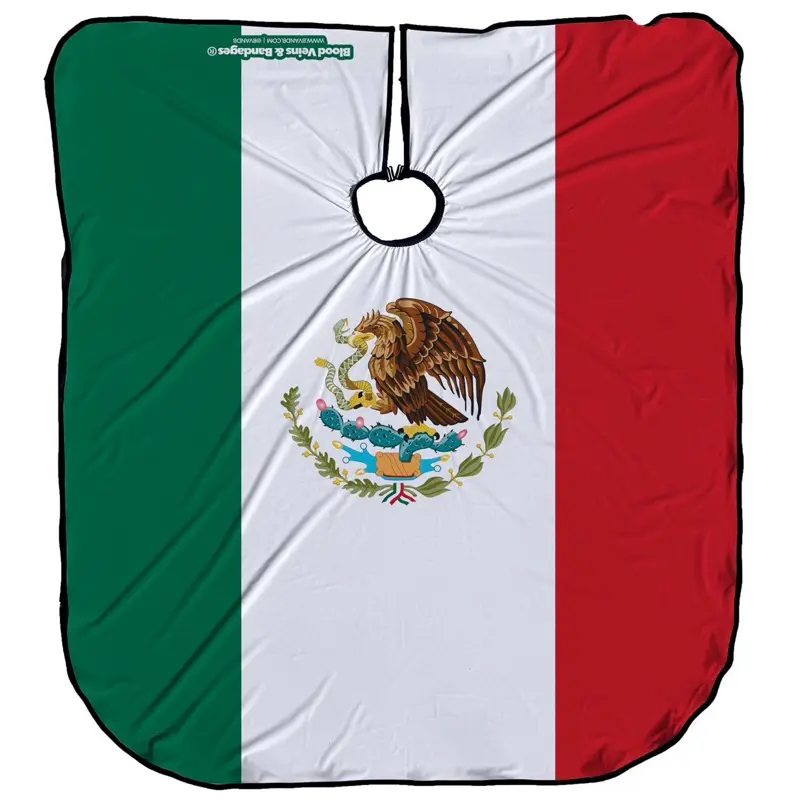 Mexico Flag - Blood Veins and Bandages Elastic Collector's Barber Cape