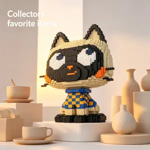 Multicolor Ghost Cat 3D Puzzle Building Blocks, Home Office Decor, Party Decoration, Ideal Gift, Handmade Craft, Lightweight Statue, Animal Shape Puzzle