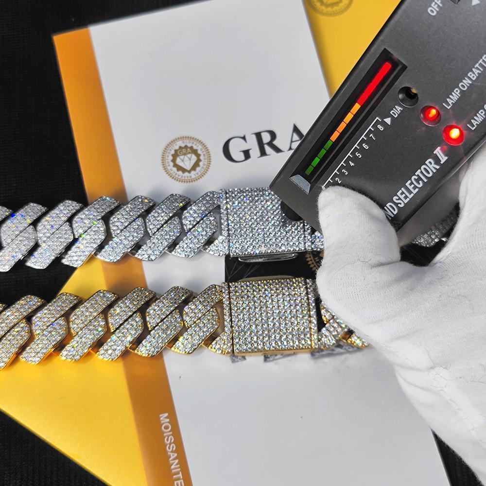 Custom 25MM S925 Sterling Silver Hip Hop Moissanite Cuban Link Chain Thick Miami VVS Cuban Necklace For Men Custom 25MM S925 Sterling Silver Hip Hop Moissanite Cuban Link Chain Thick Miami VVS Cuban Necklace For Men