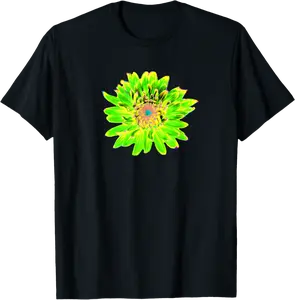 Colorful Lime Green and Yellow Blooming Dahlia Flower T-Shirt - Karenlyn Shop 60B0BL64P8D5