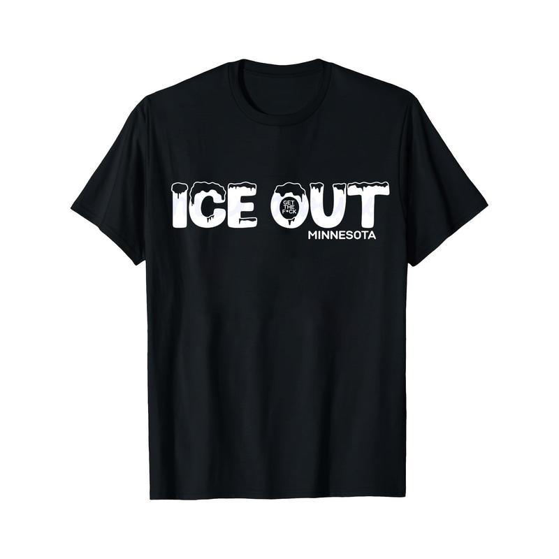 Ice Out Minnesota T Shirt Black Ice Out Text And Logo Design For Winter Outdoor Activities