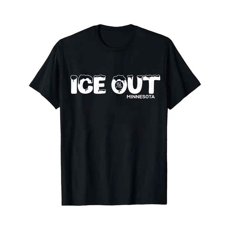 Ice Out Minnesota T Shirt Black Ice Out Text And Logo Design For Winter Outdoor Activities