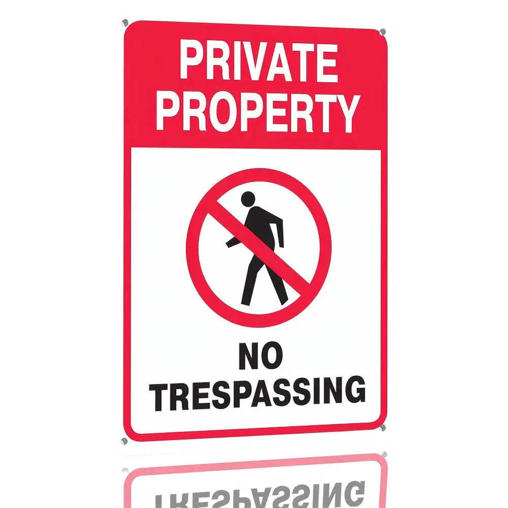 Aluminum No Trespassing Sign, Durable Weatherproof Metal Wall Art for Home Farm Boundary Security Warning Decoration, 12×8 in, Aluminium