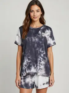 Women's Tie Dye French Terry T-shirt and Short Set