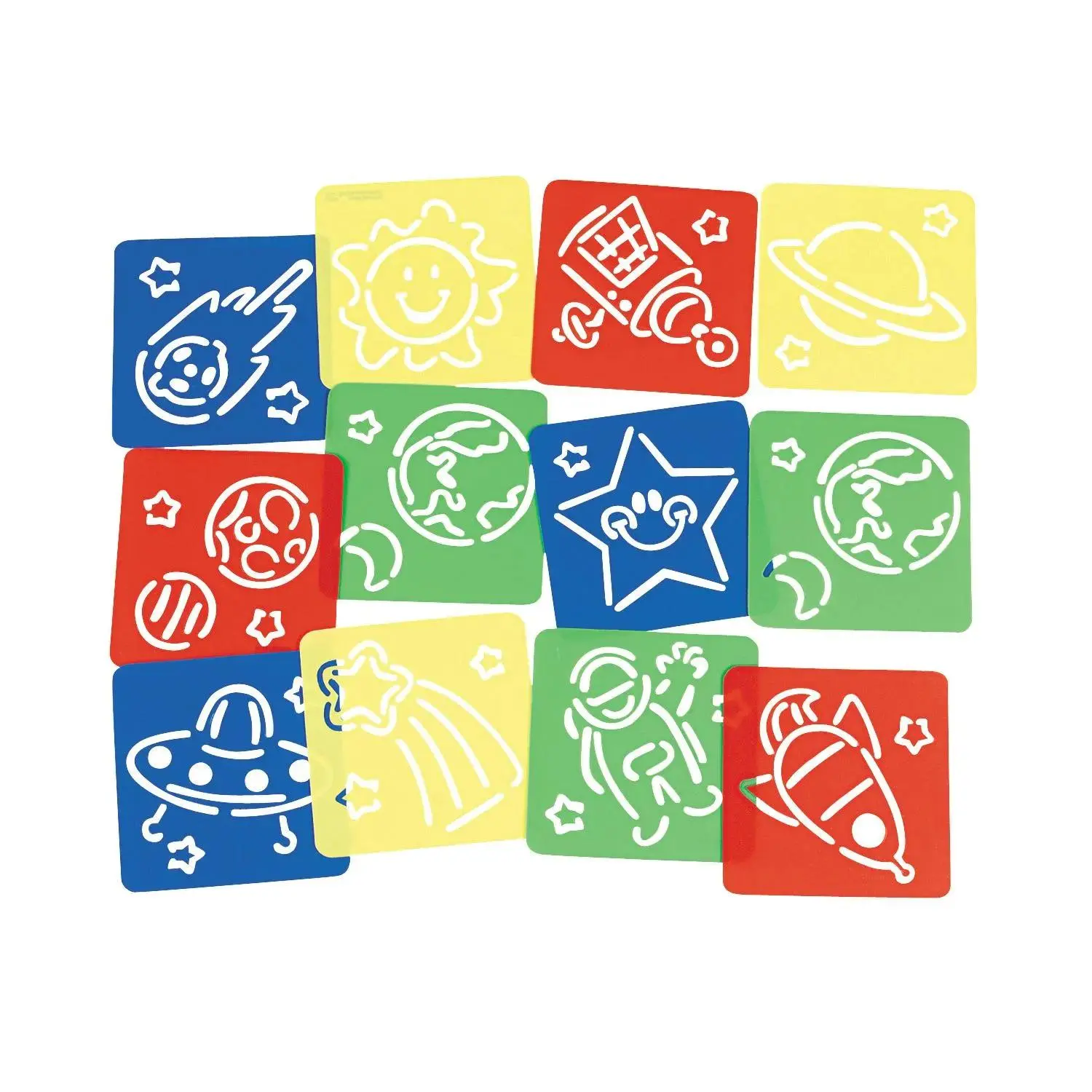 5" Awesome Outer Space Multicolor Plastic Stencils - 12 Pc.