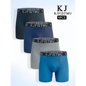 4pcs Men's Solid Color Boxer Briefs - Ultra-Soft Stretch & Breathable Fabric, Minimalist Comfort for Daily Essentials, Premium Basic Underwear KJFISTMU Menswear Socks boxers shapewear men Beige Plain Activewear Athletic Sport Sportswear