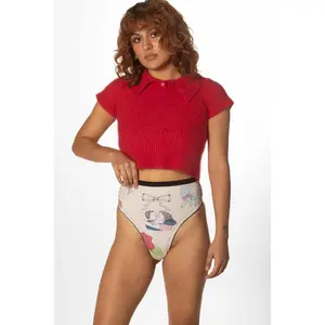 69 Tearz Printed Cotton High-Waist Thong Underwear