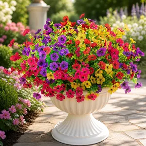 Outdoor Artificial Flowers UV Resistant, Fake Daisy Flowers with Greenery, 12 Bundles Realistic Faux Plants for Front Porch Decor, Window Box Planter, Garden Patio Decor, Spring Summer Outdoor Decor, Curb Appeal Home Must Haves