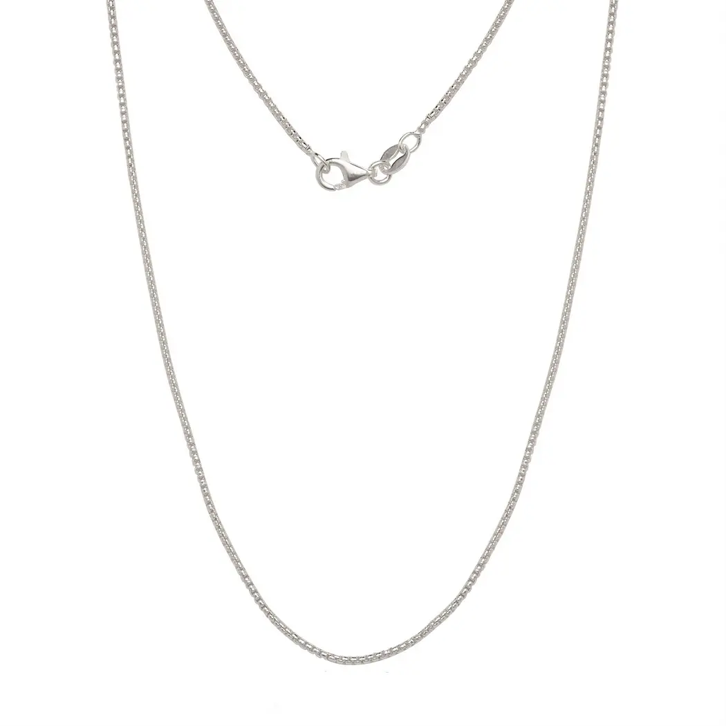 Italian 925 Sterling Silver 1.25mm Half round Box Chain ( 30 Inch) Chain Necklace for Women and Men