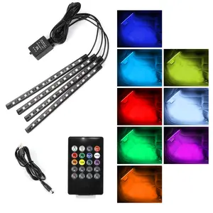 Car LED interior lights — set of 48 LEDs, multicolor music car light strips with voice control and remote control