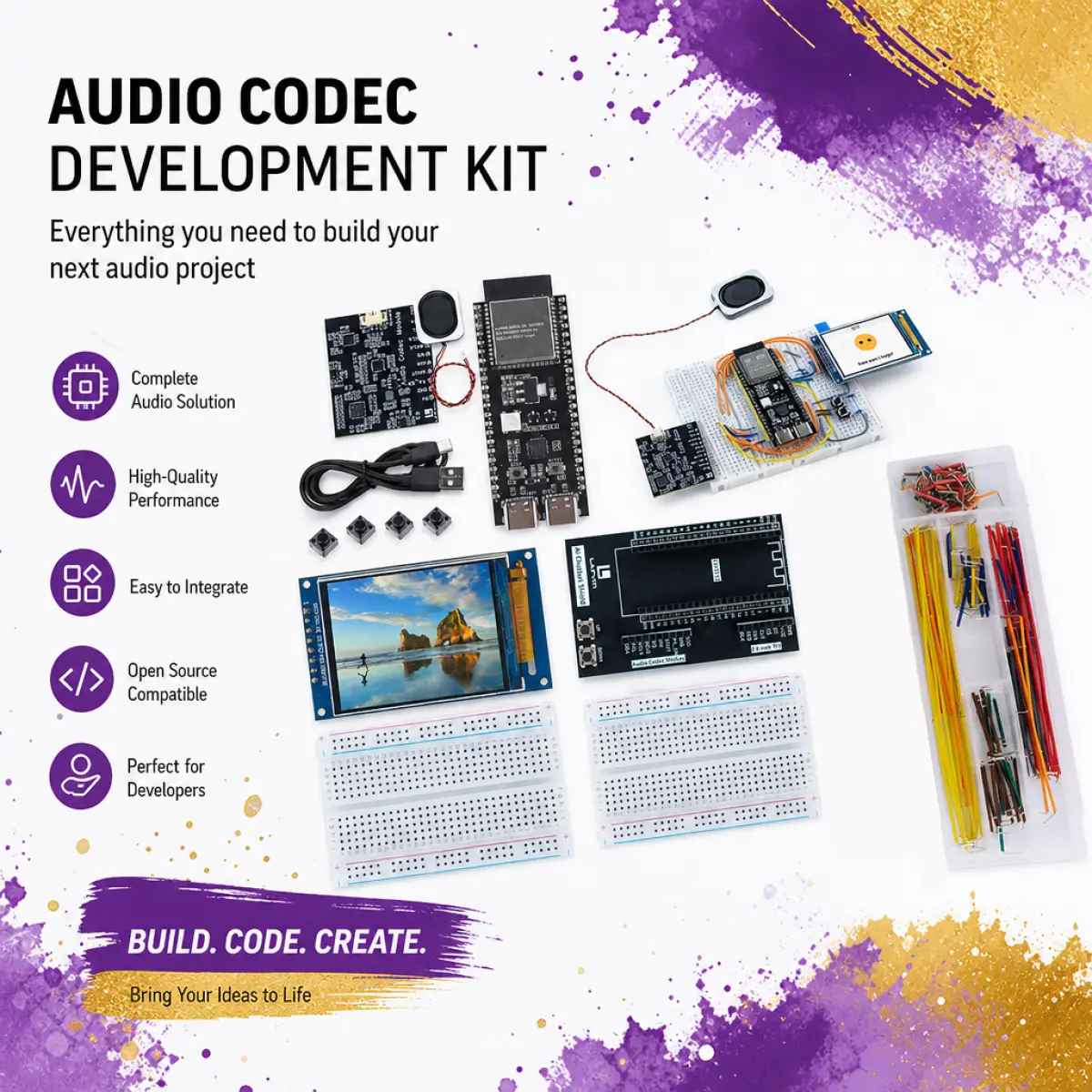 LAFVIN AI Chatbot Starter Kit for ESP32-S3 Beginners, Preloaded ChatGPT & Deepseek Voice Assistant, 2.0" TFT Screen, Audio Codec, Speaker, Tutorial & Arduino IDE Compatible for STEM Education