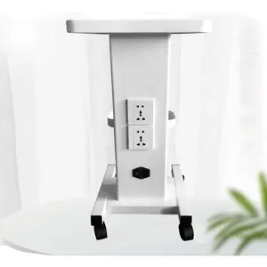 Salon Trolley Stand, 3 Tiers Beauty Salon Rolling Organizer Stand Trolley Steel Mobile Rolling Cart Lab Spa Salon Equipment Storage + Socket with Plug for Cavitation Machine Cart Home & Salon Use
