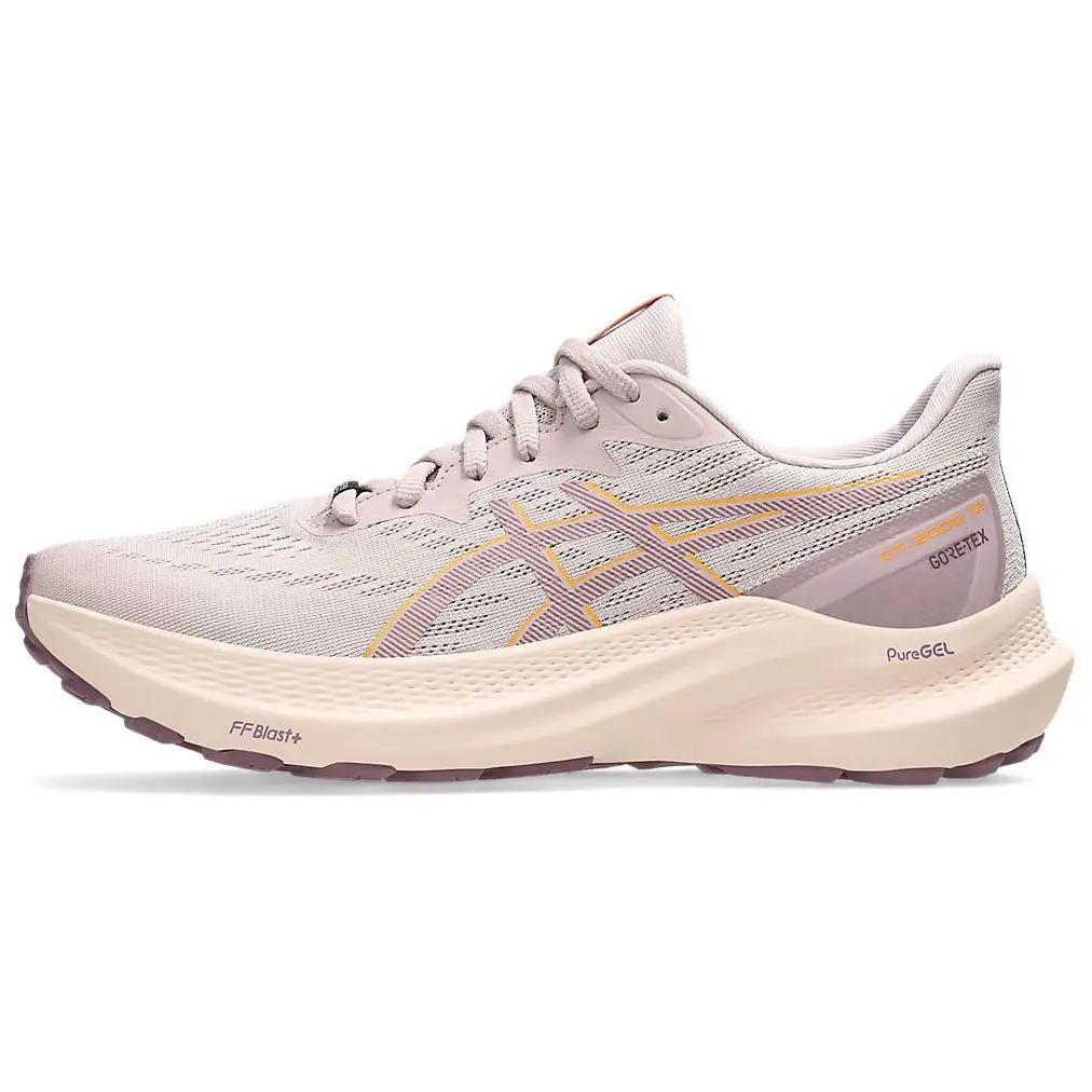 Women's ASICS GT 2000 12 Gtx Low Top Running Shoes - Watershed Rose, Stadium Orange, Comfortable, Lightweight - Style 1012B507-700