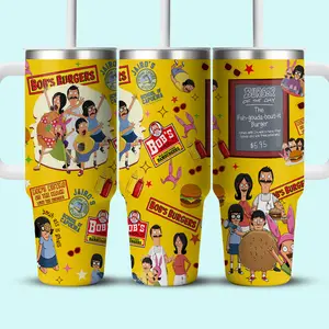Bob’s Burgers v3 40oz Tumbler, Animated Series Stainless Steel Cup, Insulated Travel Mug, Cartoon Fan Gift