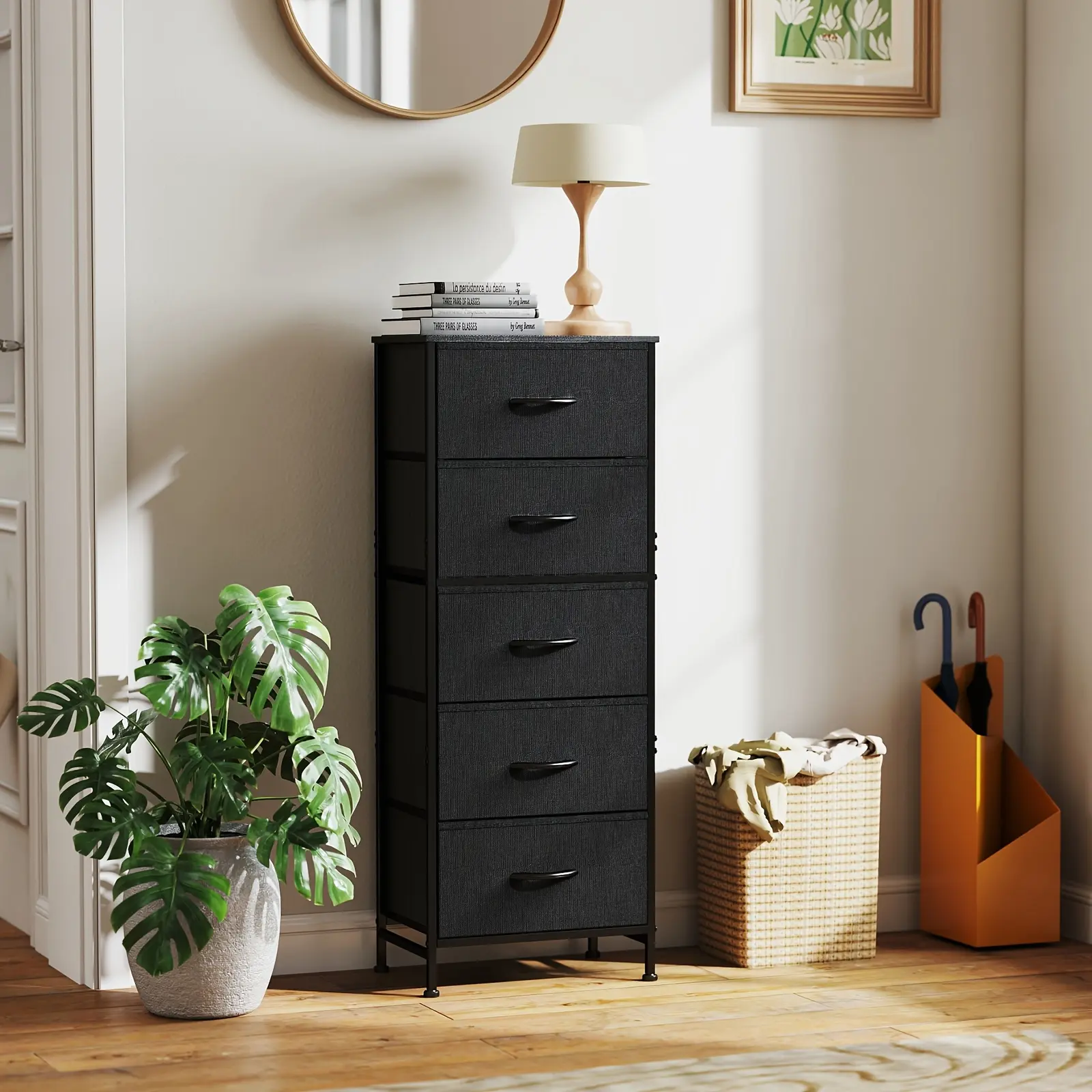 5-Drawer Heavy-Duty Storage Cabinet with Sturdy Steel Frame & Wood Top Rack - Freestanding Unit, 27"+ Height, 3.2+ Cu Ft Capacity, Multi-Drawer Organizer for Home, Office, Bedroom, Basement - Easy Assembly (Available in 4 Colors)