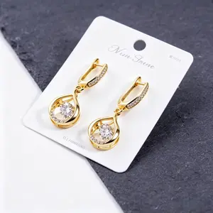 Gold Silver Tone Teardrop Cubic Zirconia Drop Earrings, Huggie Hoop Dangle Earrings, Hypoallergenic Anti-Tarnish Sparkling Earrings for Women’s Fashion & Special Occasions