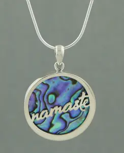 Abalone Shell Namaste Pendant, Sterling Silver