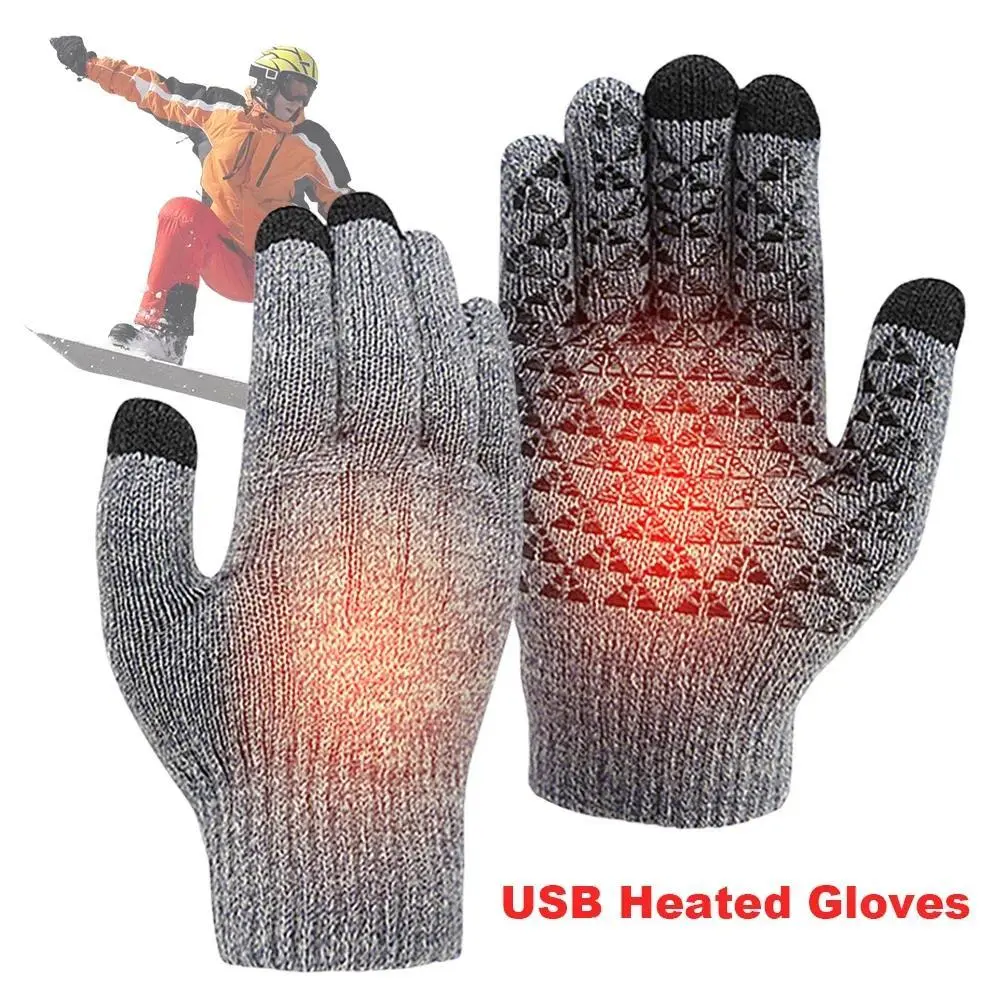 Women's 5V USB Heating Touch Screen Gloves - A Pair for Gaming, Hiking, Typing, Winter Riding, Backpacking, Mountaineering (Motorcycle, Bicycle, Snowboard Compatible)