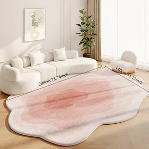 1pc Minimalist Cream Style Living Room Carpet Irregular Cloud Shaped Carpet Girl's Bedroom Decoration Gradient Pink Carpet Fluffy Soft Bedside Irregular Carpet Home Thickened Washable Cloak Room Study Lounge Floor Mat Area Rug