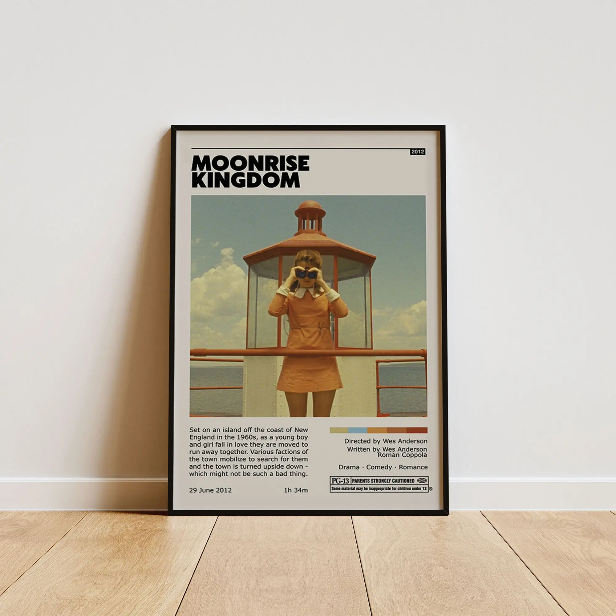 Moonrise Kingdom Poster, Minimalist Movie Poster, Retro Vintage Art Print, Wall Art, Home Decor