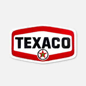 Texaco Classic Trucker Patch - Heavy Twill Embroidered Iron On Adhesive Patch with Epic History & Burly Overlock Stitch Border