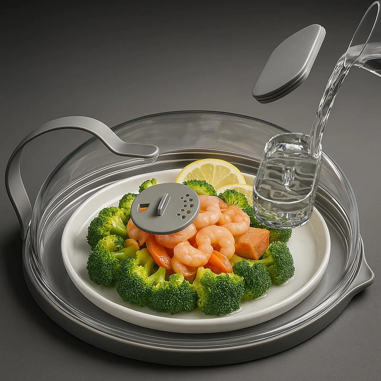 10-Inch Durable Multifunction Plastic Food Dome - Handheld Microwave Steam Splash Guard with Handle, Water Steamer, Dishwasher Safe, Kitchen Tools and Gadgets, Cooking Gadgets for Home Kitchen Use