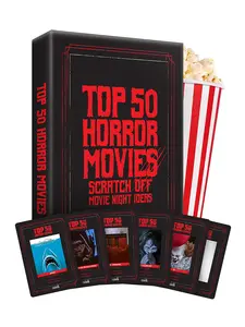 Top 50 Horror Movie Scratch Off Movie Night Cards by Palettes and Prints - Horror Movie Gift for Horror Movie Lovers - Card Game