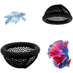 2 count Floating Betta Hammock & Shrimp Shelter -  Printed Aquarium Decor with Feeding Ring, Safe Resting Spot for Betta Fish, Shrimp and Small Fish