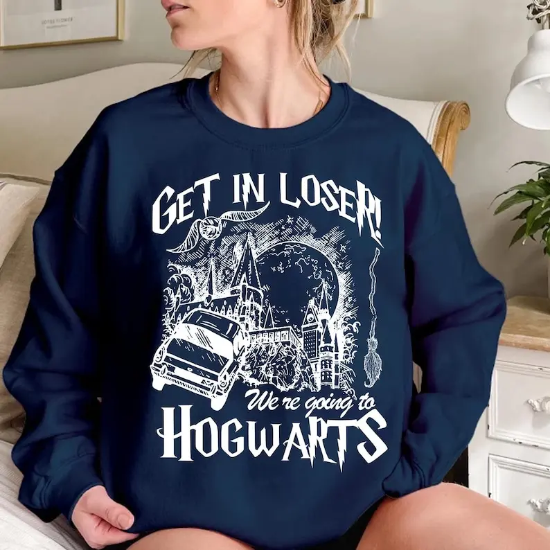 Wizard Flying Car Shirt, Get In Loser We're Going To Hogwart Shirt, HP Shirt, Universal Studios Shirt, Wizard Shirts, Gift For Fan HP
