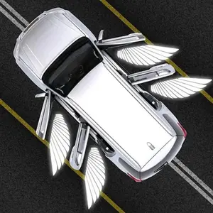 2Pcs Car Angel Wings Wireless Car Door Welcome Decorative Light Courtesy Shadow Projector Lamp LED HD Logo Light Led Step Lights Car Accessories