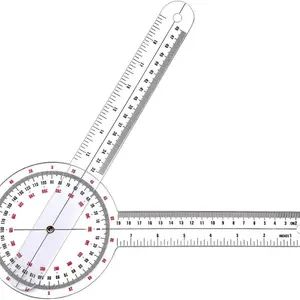 Goniometer 12 inch, Transparent Orthopedic Angle Ruler Plastic Goniometer, 360 Degree Clear Protractor Physical Therapy for Body Measuring Tape Goniometer Protractor Ruler